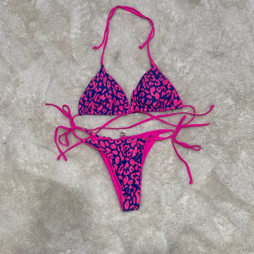 SHEIN Pink and Blue Leopard Bikini